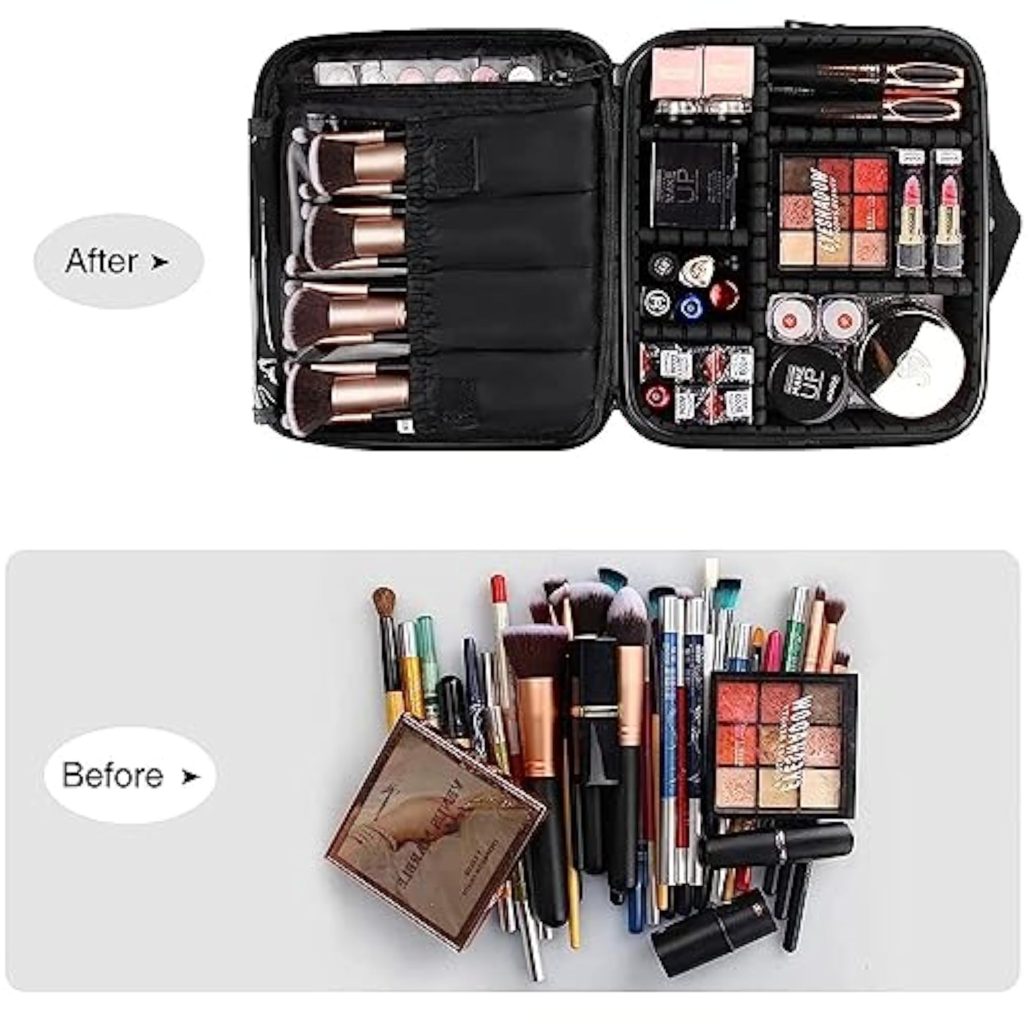 Women's Professional Nylon Makeup Kit Storage Organizer, Black